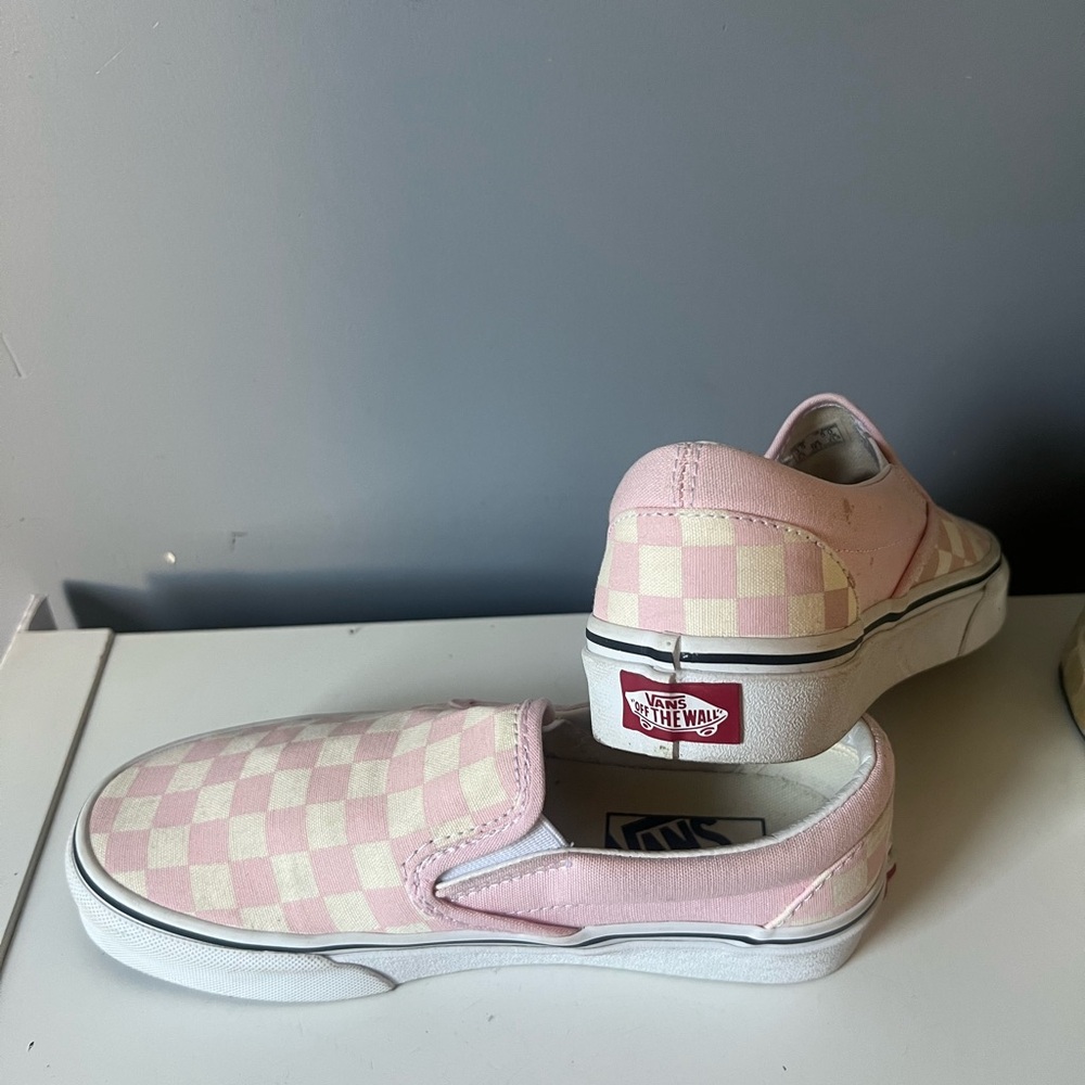 Vans Pink and White Checkered Slip-Ons NWOT